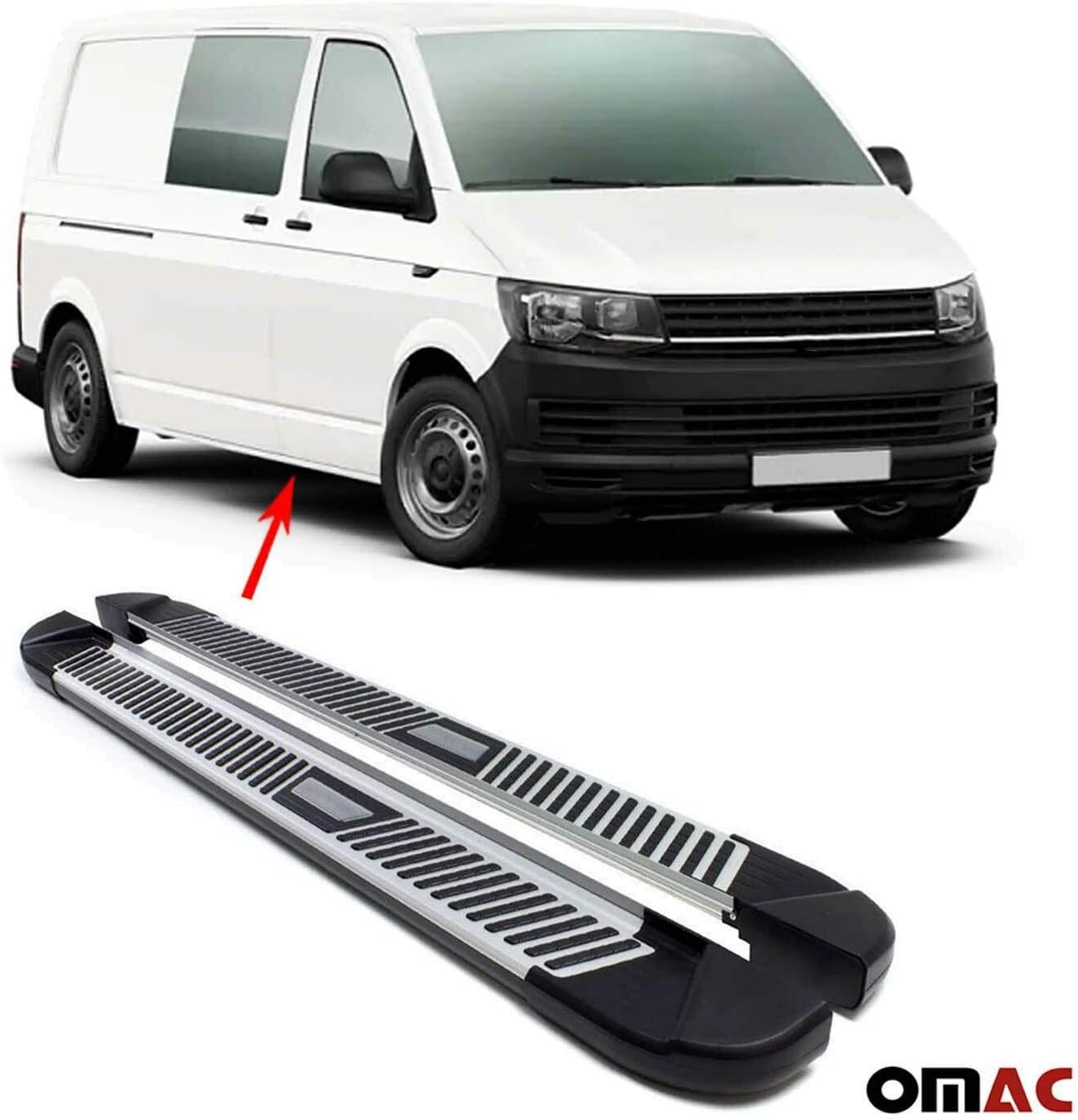 OMAC Trittbretter Für VW T6 T6.1 2015-2024 - Stahl Schwellerrohre Grau