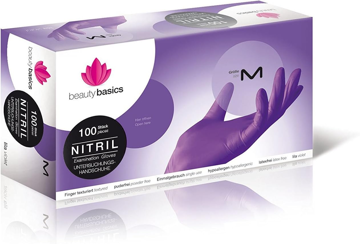 100 Purple Beauty Basics Nitrile Gloves - Medium