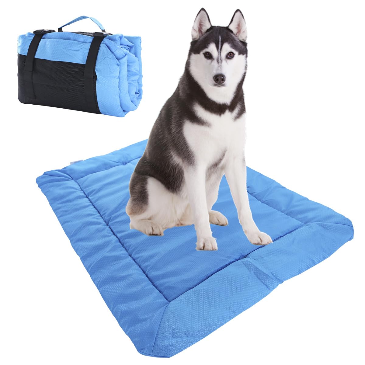 Hisprout Portable Cat and Dog Bed, Waterproof and Foldable Pet Mat for Travel Camping Hiking, 36 X 27 Inch Suitable for Different Sizes of Dogs,Blue