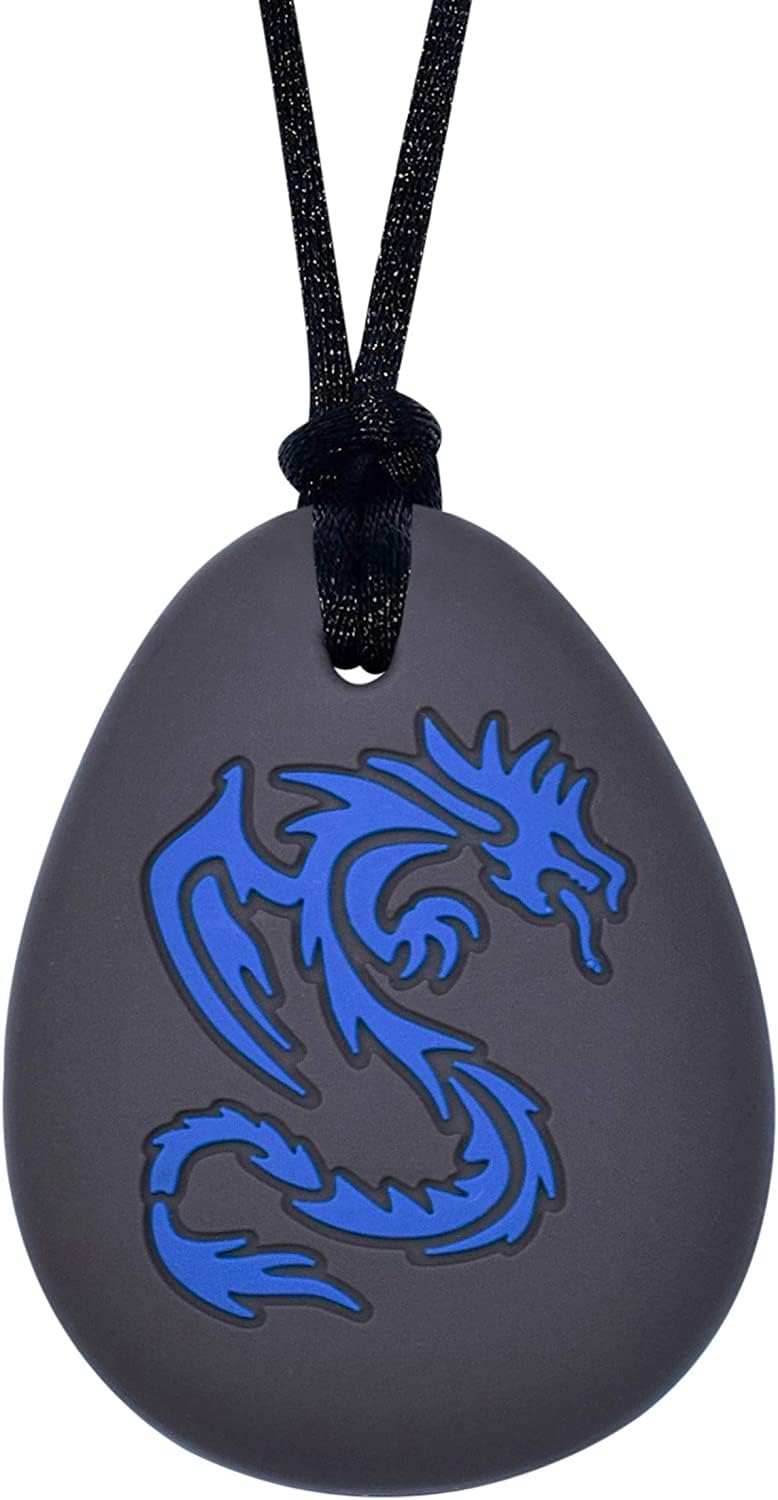 Silicone Chewy Necklace Sensory Toys for Boys and Girls with Chewing, Autism, ADHD, SPD, Oral Motor Anxiety Pendant for Adults