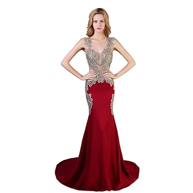 Amazon.com: GEORGE DESIGN Brief Elegant Burgundy Mermaid One ...