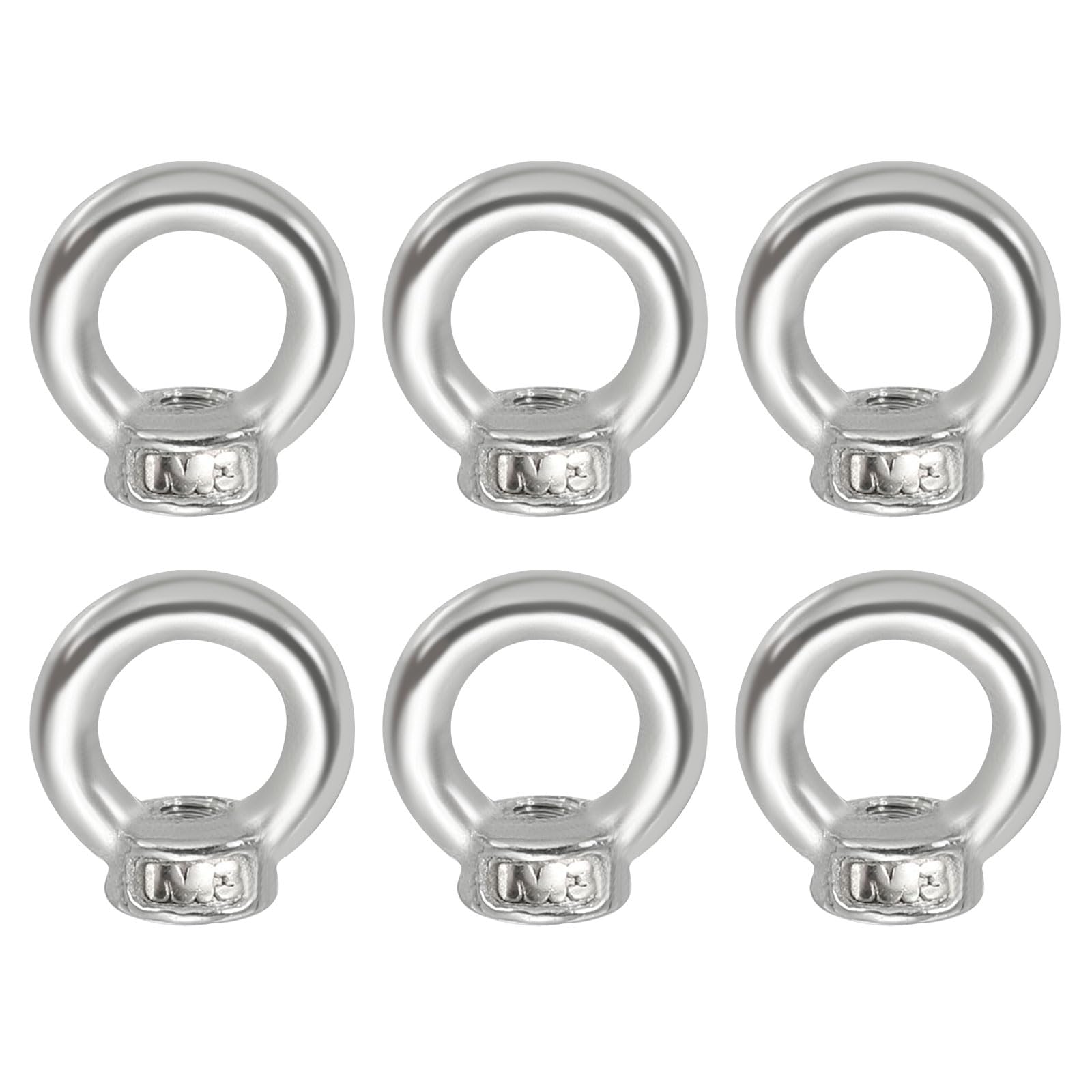 PATIKIL Lifting Eye Nut M3, 6Pcs 304 Stainless Steel Female Thread Nuts Fastener Shoulder Metric Ring for Marine