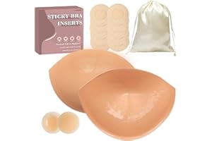 Wieysdoo Double-Sided Adhesive Bra Pad Inserts - Reusable Sticky Bra Push up Inserts, Waterproof Invisible Pads for Women