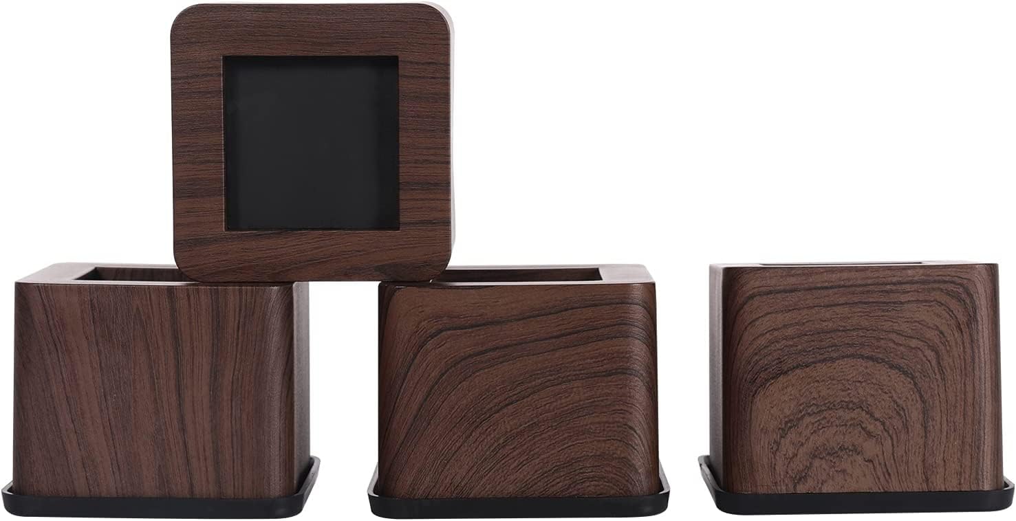 KEIBIKEIDI 3 Inch Bed Risers Heavy Duty Furniture Risers Lift Block, Lifts Up to 2200 LBs Couch Sofa Desk Table Chair Risers (Walnut Wood Grain), Set of 4