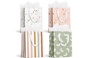 slapaflife Gift Bags Medium Size, Tissue Paper for Gift Bags Incl.Cards & Self-adhesive Envelope - Reusable & For Birthday, Mothers Day, Wedding, Baby Shower and Any Occasion.(4 Pack- 9")