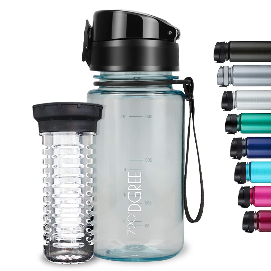 720°DGREE Water Bottle Kids “uberBottle“ - 350 ml crystalClear +Fruit-Infuser - BPA-Free Tritan, Leakproof, Reusable Drinking Bottle - Waterbottle for Children, Kindergarten, School, Sport Travel