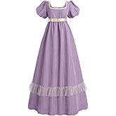 CR ROLECOS Womens Regency Dress Empire Waist Regency Costume Victorian Long Dresses Tea Gown Purple