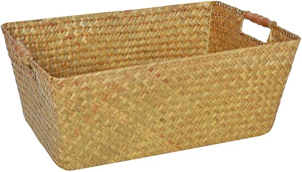DBSCD Canasta Utilidad ratán,canastas Almacenamiento pastos Marinos con