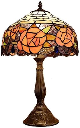 Bjclight Classic Tiffany Style Table Lamp Vintage Stained Glass Nightstand Lamps Bedroom Mediterranean Petals Led Desk Lamp Cafe Bar Study Decor Reading Lamp Amazon Co Uk Lighting