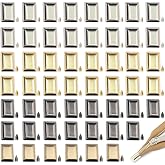 80 Sets 4 Colors Alloy Zipper Stopper Zipper Ends Pull Top Stoppers with Screw Bottom Repair Replacement for Sewing DIY Craft Accessories with Screw for Bag Luggage