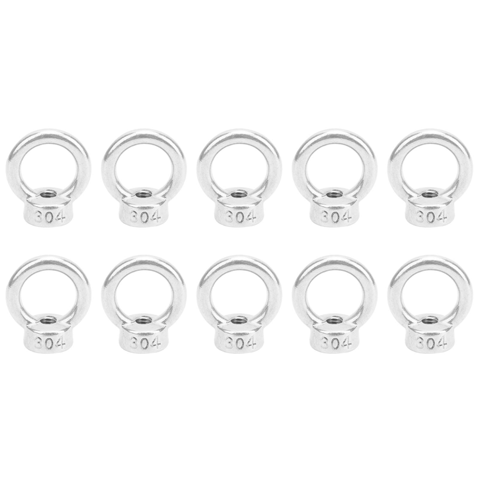 10Pcs M6 Lifting Eye Bolts Nuts Stainless Steel Ring Shape Eyebolts Ring Lifting Eye Nut Fastener Accessories for Hanging Securing Chain Wire Rope