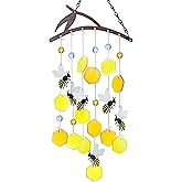X-PREK 23" Bees Wind Chimes for Outside, Unique Stained Glass Wind Chimes Garden Decor, Windchimes Outdoors Suncatcher Gift for Women, Mom, Grandma, Unisex