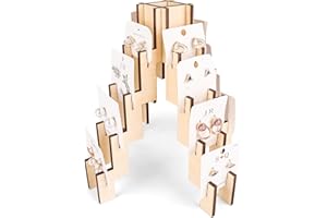 ANAIRSMO Wooden 4-Sided Jewelry Display Stand - Free-standing, Portable Earring Rack Holder with 16 Slots for Retail Show
