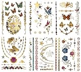 Terra Tattoos Butterfly Temporary Tattoos - 75 Metallic Tattoos Mermaid Flowers