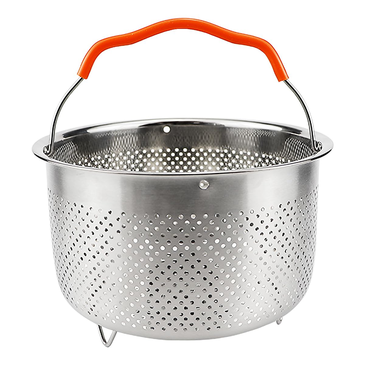 ZJIVQO Steamer Insert Basket with Silicone Covered Handle - Stainless Steel Vegetable Steamer for Pots, Dumplings, Rice, Veggies, Fish & Seafood Cooking, 3L