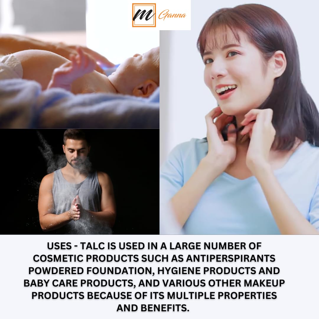 100% Natural Talc Powder for Facial Make-up, Absorption, Lubrication, and Multi-Purpose 0.5 LBS / 227 GMS