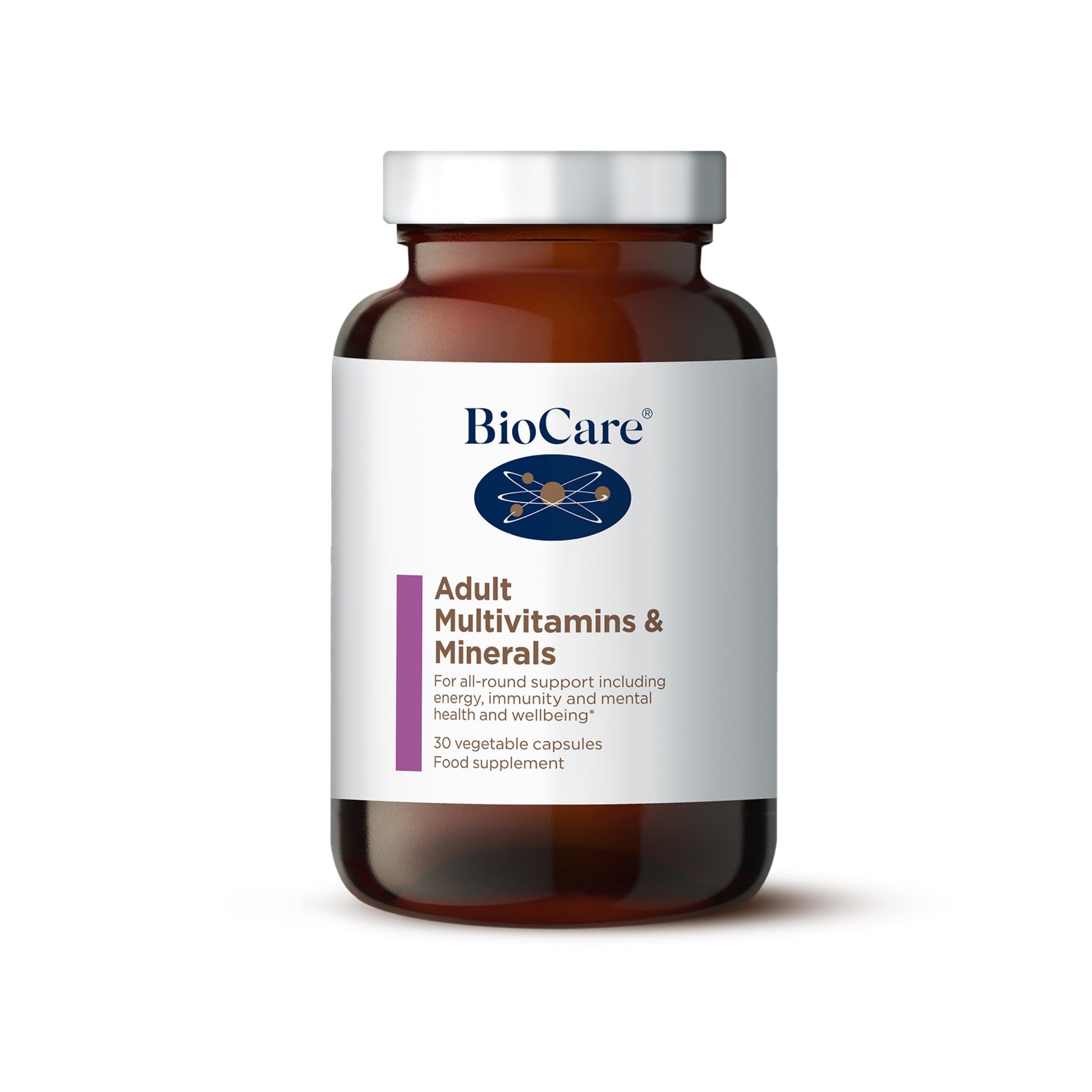 BioCare Adult Multivitamins & Minerals - One-A-Day Comprehensive Vegan Formula - for Energy, Immunity, Nervous System & Bone Support - 30 Capsules