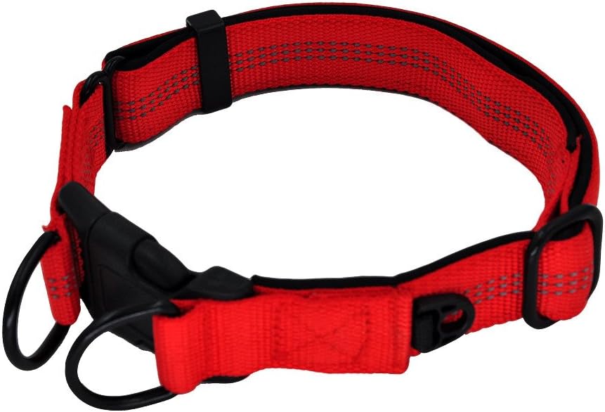 Mihqy Reflective Nylon Dog Collar - Soft Neoprene Inner Padded Adjustable Dog Collar - Heavy Duty for Small Medium Large Dogs