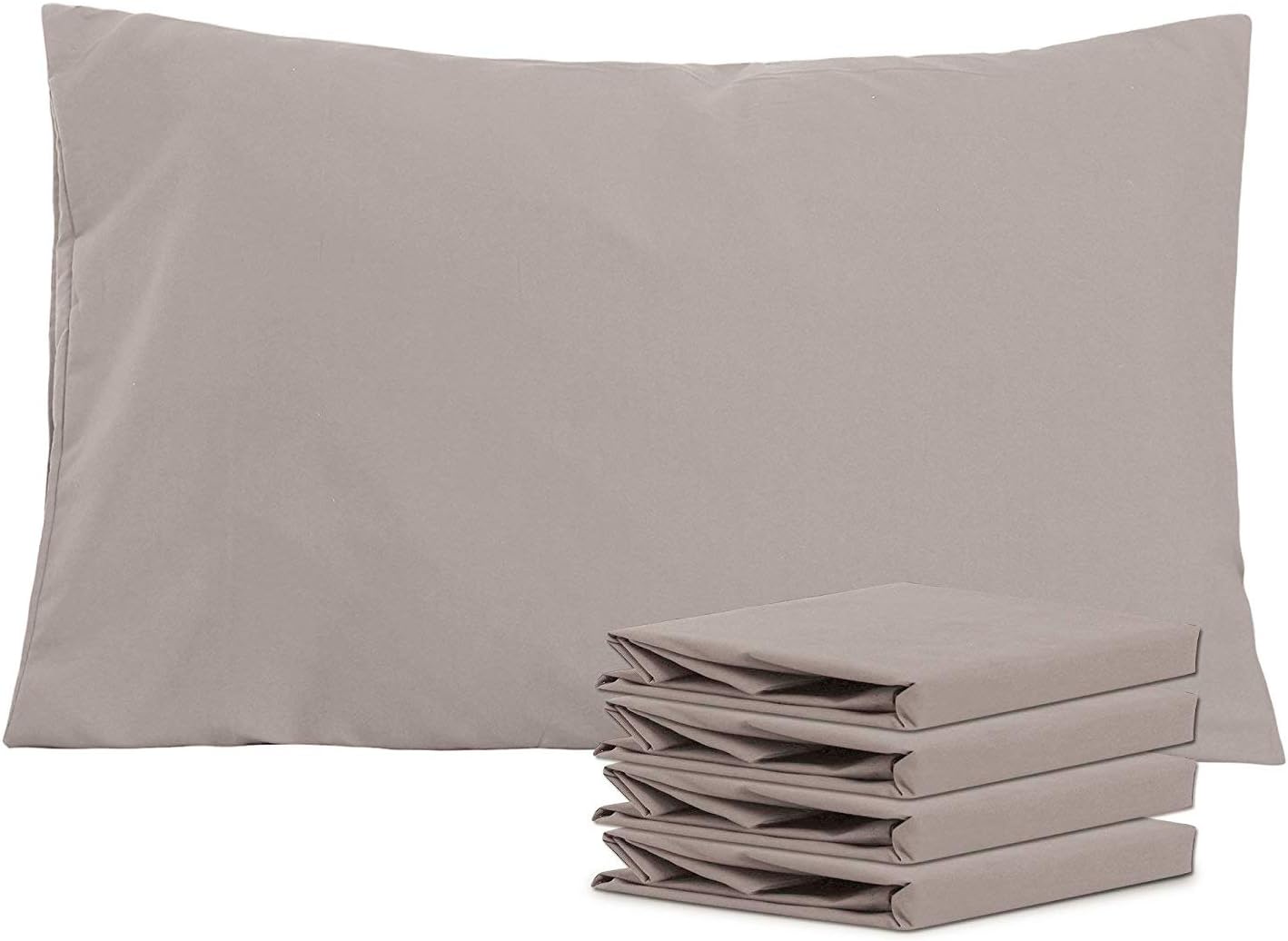 NTBAY4 Pack 100% Brushed Microfiber Plain Pillowcases, 1800 Super Soft and Cozy, Wrinkle, Fade, Stain Resistant with Envelope Closure Bed Pillow Cases, 50x75 cm, Smoky GreyOEKO-TEX STANDARD 100