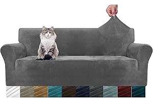 MAXIJIN Thick Velvet Sofa Covers for 3 Cushion Couch Super Stretch Non Slip Couch Cover for Dogs Cat Pet Friendly 1 Piece Ela