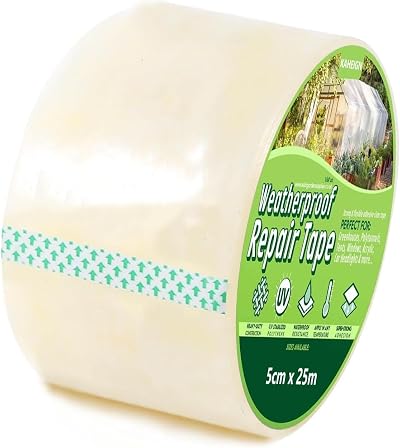 KAHEIGN Greenhouse Repair Tape 5cm x 25m 6mil Clear UV PE Plastic Seaming