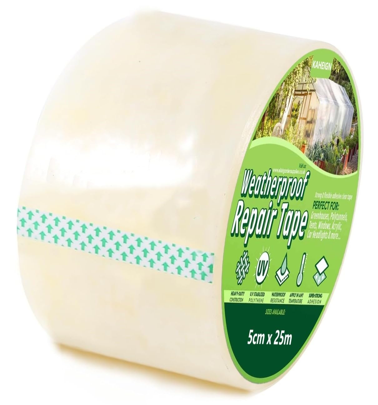 KAHEIGN 5cm x 25m Greenhouse Repair Tape, 6 mil Clear Polythene UV Resistant Plastic Sheeting for Polytunnel Greenhouse Cover Film Seaming Sealing