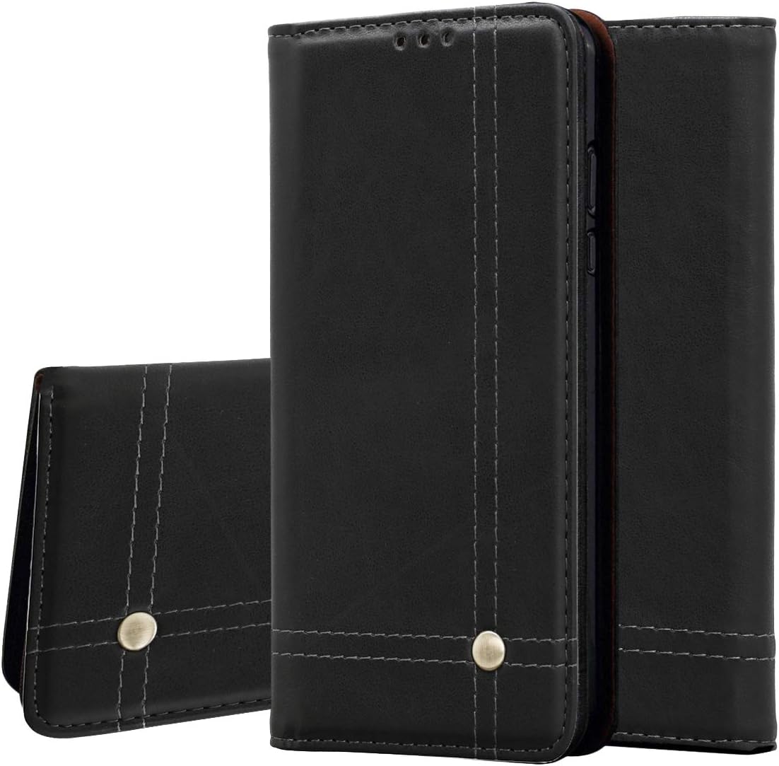 Pirum Magnetic Flip Cover for Apple iPhone 11 Pro Leather Case Wallet Slim Book Cover with Card Slots Cash Pocket Stand Holder - Black