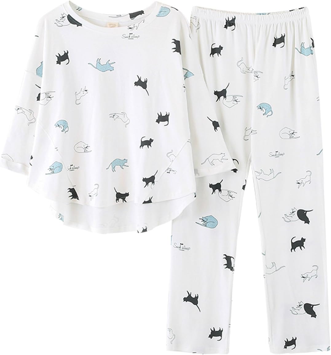Big Girls Cute Cotton Soft White Pajamas Set Sleepwear Homewear Set(8y-16y)