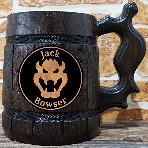 Bowser Beer Mug, Mario Beer Stein, Gamer Gift, Mario Personalized Beer Stein, Mario Brothers Tankard, Custom Gift for Men, Gift for Him, Geek Gift