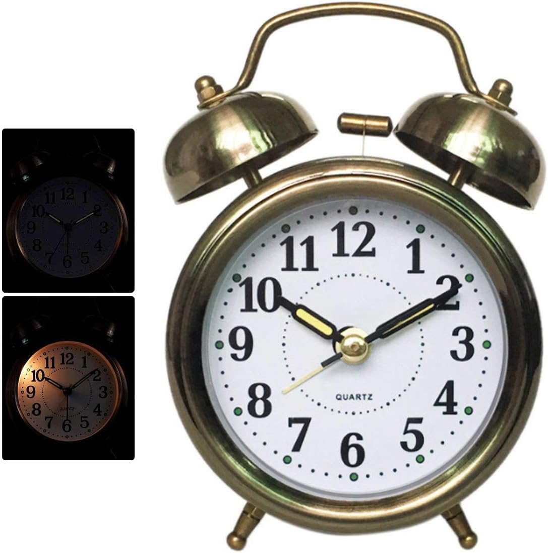 Fiyuer Retro Alarm Clocks Old Fashioned Bedside Alarm Clock With Night Light For Bedroom No Ticking Quartz Drive Vintage Bronze Amazon Co Uk Kitchen Home