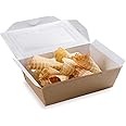 Restaurantware Cafe Vision 35 Ounce Food Boxes 200 Greaseproof Baked Goods Gift Boxes - Built-In Clamshell Lid 2 Windows Kraft Paper Brownie Boxes For Meals And Desserts