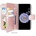 Harryshell Bling Sparkle 12 Card Slots Detachable Magnetic Wallet PU Leather Flip Protective Case with Wrist Strap for Samsung Galaxy S9 (2018) (Rose Gold)