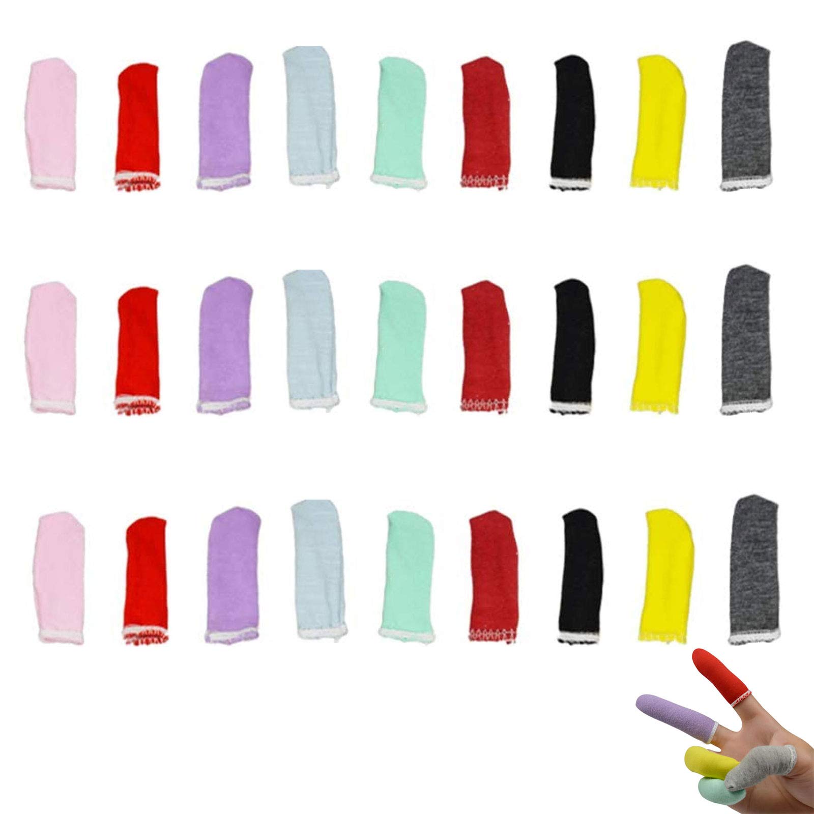 Fingertip Cover Sleeves Finger Cots Touch Screen Finger Sleeve 50 pcs Fingertips Sleeves Full Finger Protector cotton finger covers Breathable Absorb Sweat Anti static Finger Covers Random Color