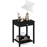 Furinno Classic Side Table with Drawer, 1 Pack, Americano