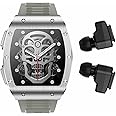 Smart Watch with Earbuds, 2 in 1 Military Bluetooth Smart Watch, 1.91" HD IPS Screen Smartwatch for Men, Rugged Military Bluetooth Call Fitness Tracker, IP67 Waterproof, AI Voice Assistant (Silver)