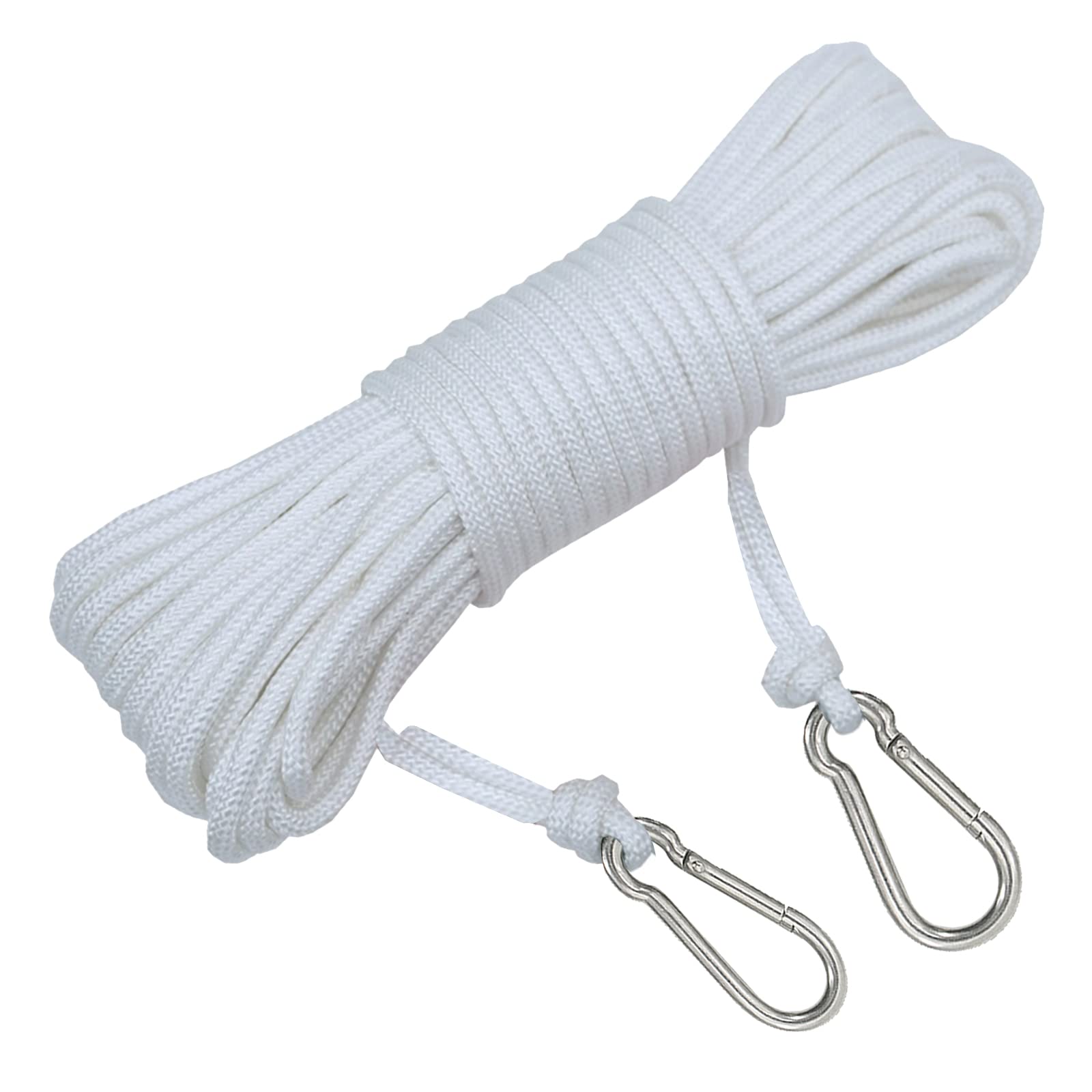 YINLER Washing Lines Rope, Quality Strong White Woven Clothes Line with Two Metal Hooks, Easy to Tighten, Laundry String Prop for Garden, Outdoor, Camping, Travel, 15mX 6mm… (CY0911)