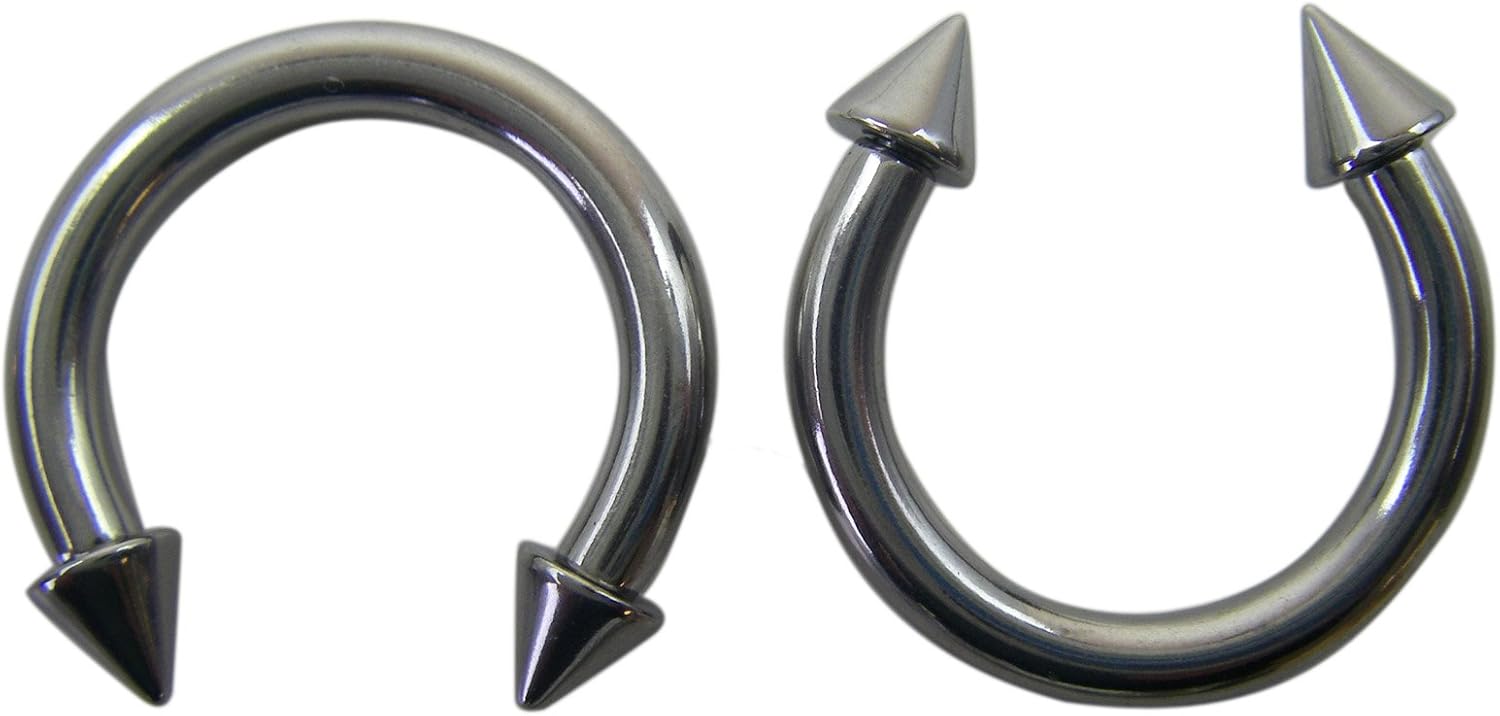 Small Spiked Silver Horseshoe Earrings (8 Gauge) Fashion