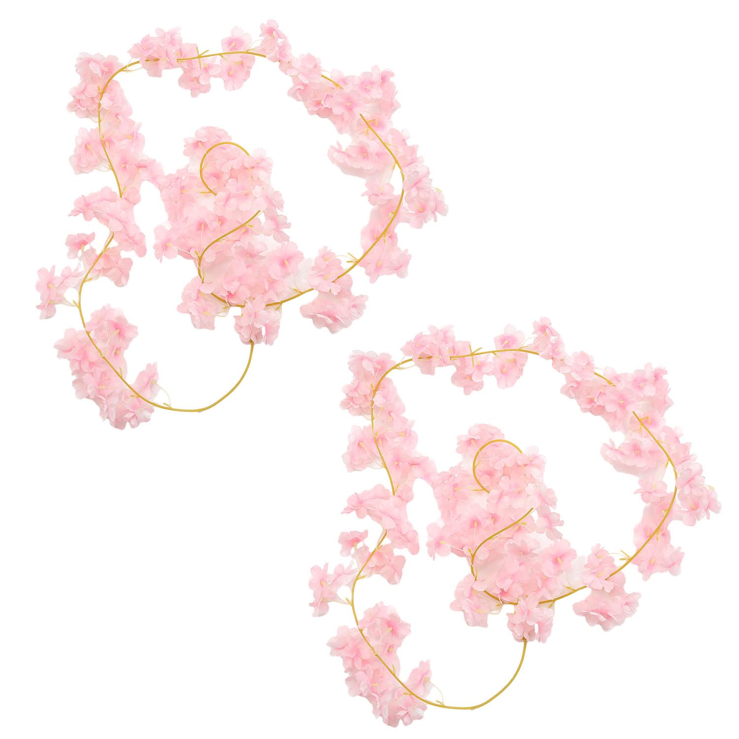 MEMOFYND 2 Cherry Blossom Vines, 180cm Each, Light Pink, Artificial Cherry Blossom Vine, Rattan Flower Decoration, Wedding Parties