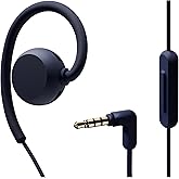 nwm Wired On-Ear Speakers (Open Ear Earphones) Prevents Sound Leakage with PSZ Technology Including Microphone Designed by NTT Sonority in Japan | Navy Blue