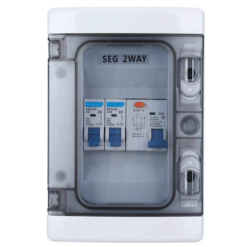 Miniature Circuit Breaker with Waterproof Leakage Switch and IP65 Protective Shell 40A 30mA RCD +2MCB (6A+32A) EU