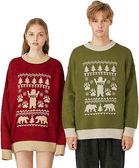 Amazon ロモハナガ ペア セーター カップル 秋冬 ペアルック トレーナー お揃い ペア セーター クリスマス レディース セーター メンズ 韓国風 クリスマス セーター 男女兼用 記念日 お祝い プレゼント ラブラブ カジュアル 上質 セーター 通販