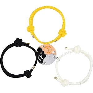 JWIGP Bff Bracelets for 3, Sun Moon Star Friendship Puzzle Matching Adjustable Braided Rope for Best Friends Jewelry Gifts