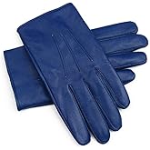 Swiftwears Men's Leather Driving Dress Gloves (Blue, Medium)