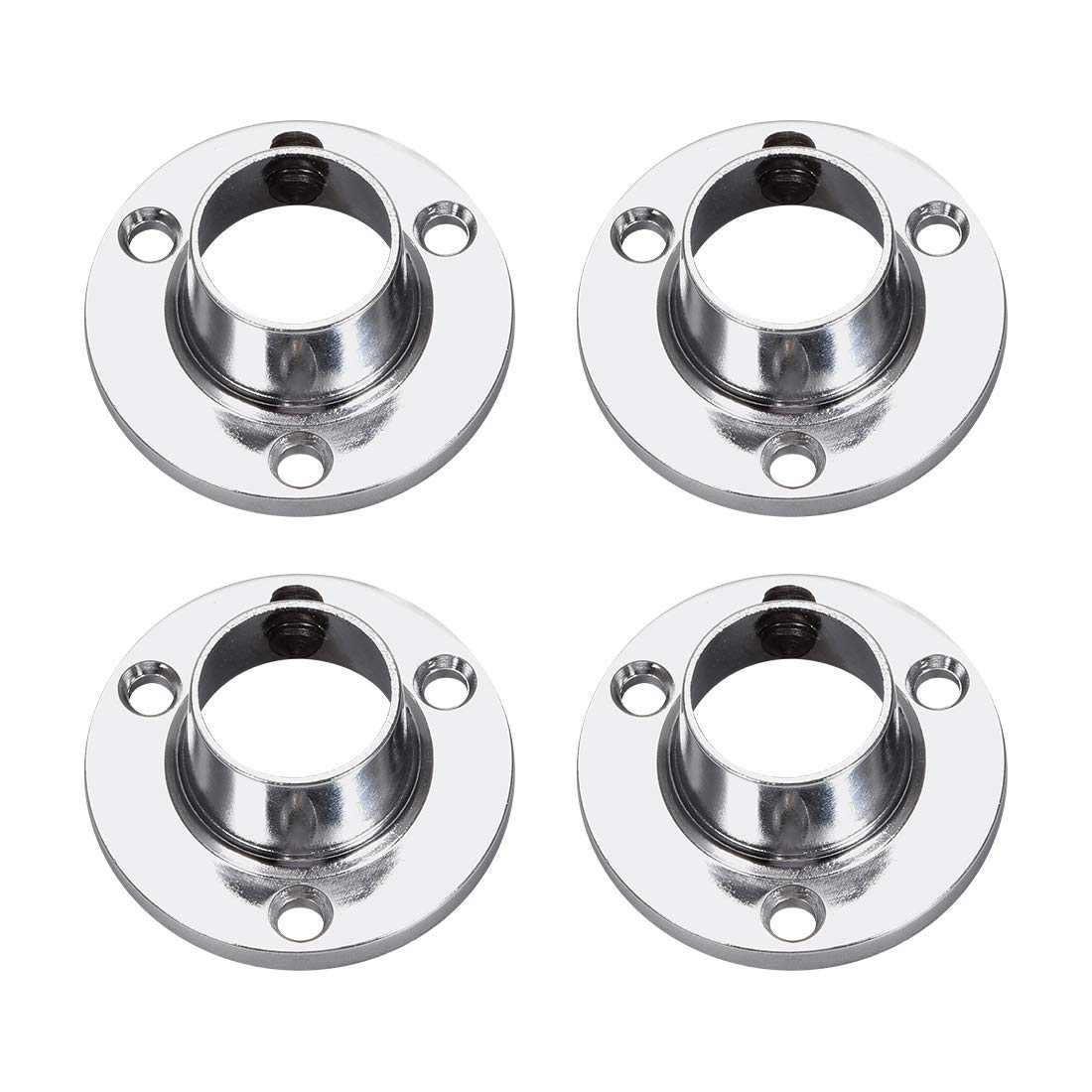 sourcing map Closet Wardrobe Rod Flange,16mm/0.63inch Dia, Socket Bracket Support Holder for Pipe 4Pcs
