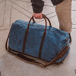 Waxed Canvas Weekender Duffle Bag, Vintage Style