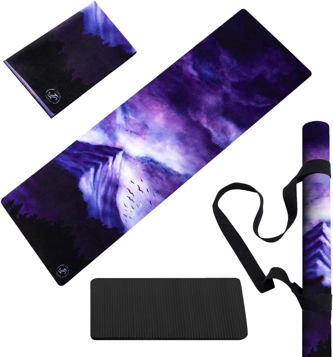 June & Juniper Travel Yoga Mat Foldable Lightweight - Thin Light Non-Slip Travel Yoga Mat Eco