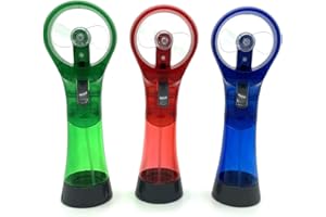 SEITG Portable Handheld Water Misting Fan Outdoor Carabiner Mini Fan Hand Atomizer for Summer Beach, Travel, Camping, BBQ and More Outdoor Activities (3 Piece Set)（Green/Red/Blue）