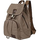 Qyoubi Canvas Fashion Backpacks Purse Casual Outdoor Shopping Daypacks Sports Rucksack Hiking Travel Multipurpose Bag Coffee