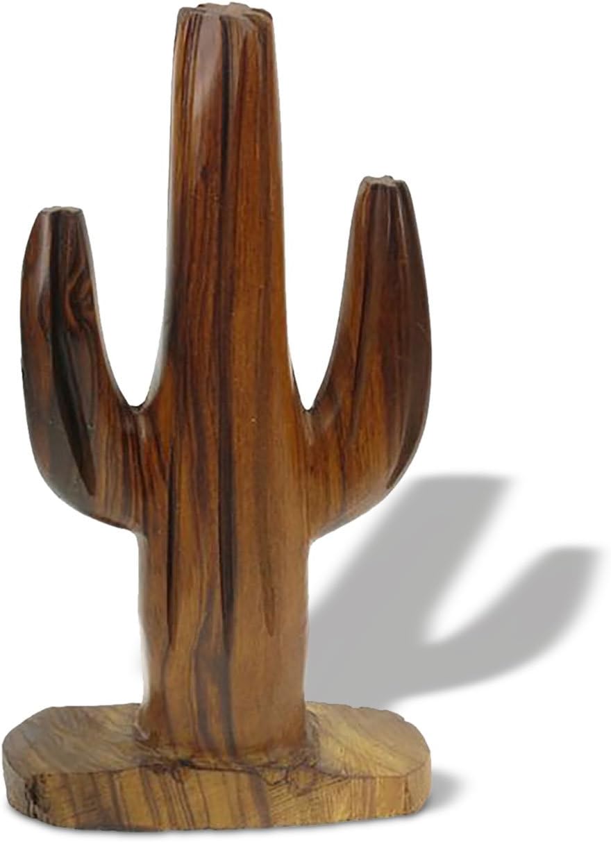 Sunland Artisans 5in Tall Desert Saguaro Cactus Figurine Ironwood Carving - Southwestern Decor