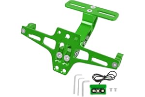 HAONEL Motorcycle License Plate Bracket Holder CNC Aluminum Green Universal Fender Eliminator Kit with Plate Light